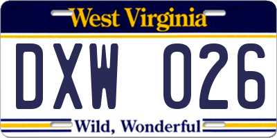 WV license plate DXW026