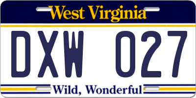 WV license plate DXW027