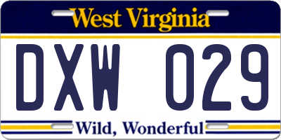 WV license plate DXW029