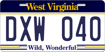 WV license plate DXW040