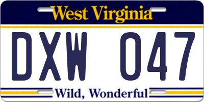 WV license plate DXW047