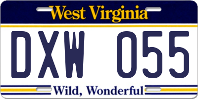 WV license plate DXW055