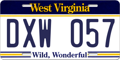 WV license plate DXW057