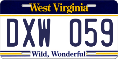 WV license plate DXW059