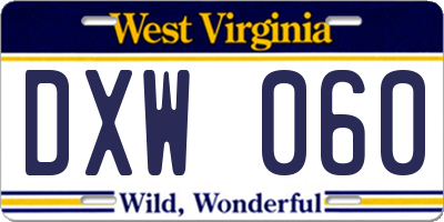 WV license plate DXW060
