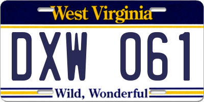 WV license plate DXW061