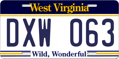 WV license plate DXW063