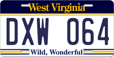 WV license plate DXW064