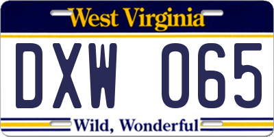 WV license plate DXW065