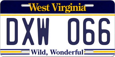 WV license plate DXW066
