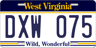WV license plate DXW075
