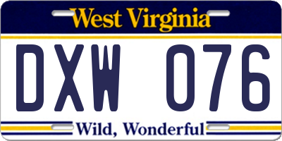WV license plate DXW076