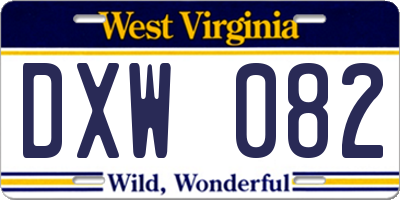 WV license plate DXW082