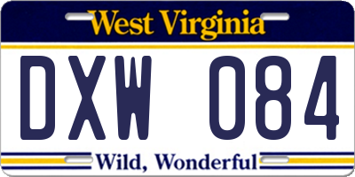 WV license plate DXW084