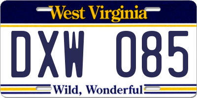 WV license plate DXW085