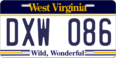 WV license plate DXW086