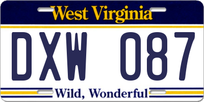 WV license plate DXW087