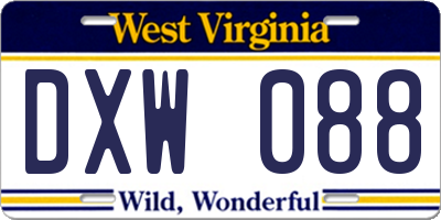 WV license plate DXW088