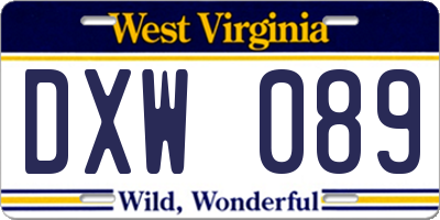 WV license plate DXW089