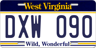 WV license plate DXW090