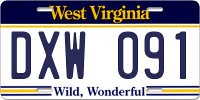 WV license plate DXW091