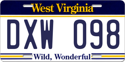 WV license plate DXW098