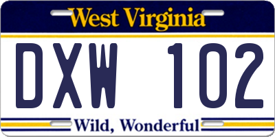WV license plate DXW102