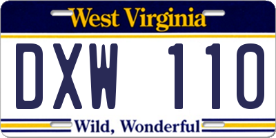WV license plate DXW110