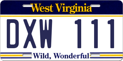 WV license plate DXW111