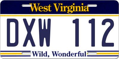 WV license plate DXW112