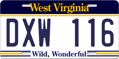 WV license plate DXW116