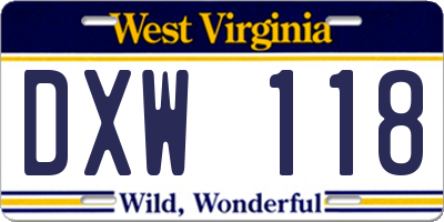 WV license plate DXW118