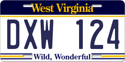 WV license plate DXW124