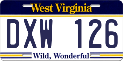 WV license plate DXW126