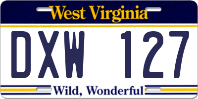 WV license plate DXW127