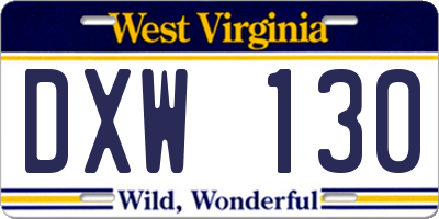 WV license plate DXW130