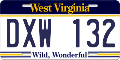 WV license plate DXW132
