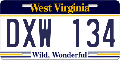 WV license plate DXW134