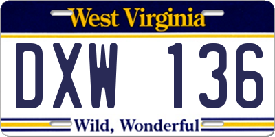 WV license plate DXW136