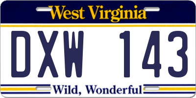 WV license plate DXW143