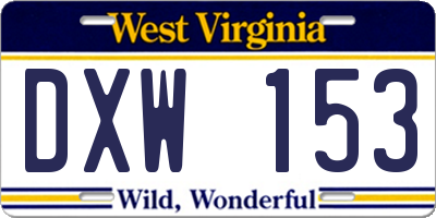 WV license plate DXW153