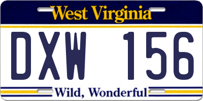 WV license plate DXW156