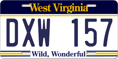 WV license plate DXW157