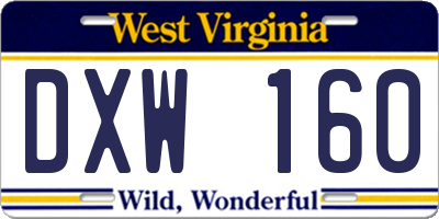 WV license plate DXW160