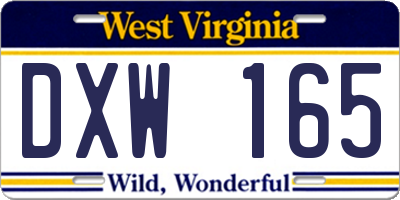 WV license plate DXW165