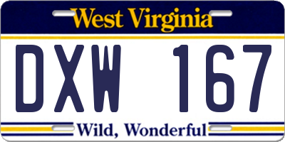 WV license plate DXW167