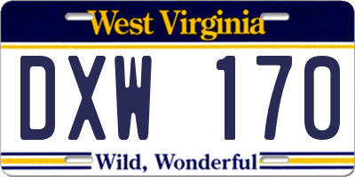 WV license plate DXW170