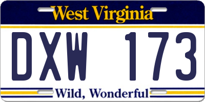 WV license plate DXW173