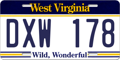 WV license plate DXW178