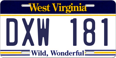 WV license plate DXW181
